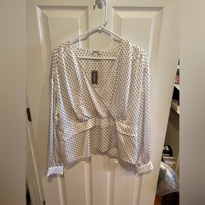 NWT Express White Brown Black Blouse Size XL